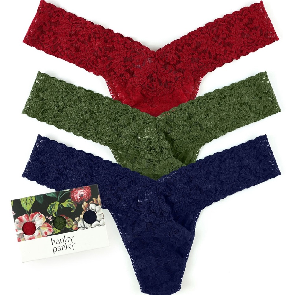 NWT Hanky Panky Low-Rise Original Lace Thongs Set of Three